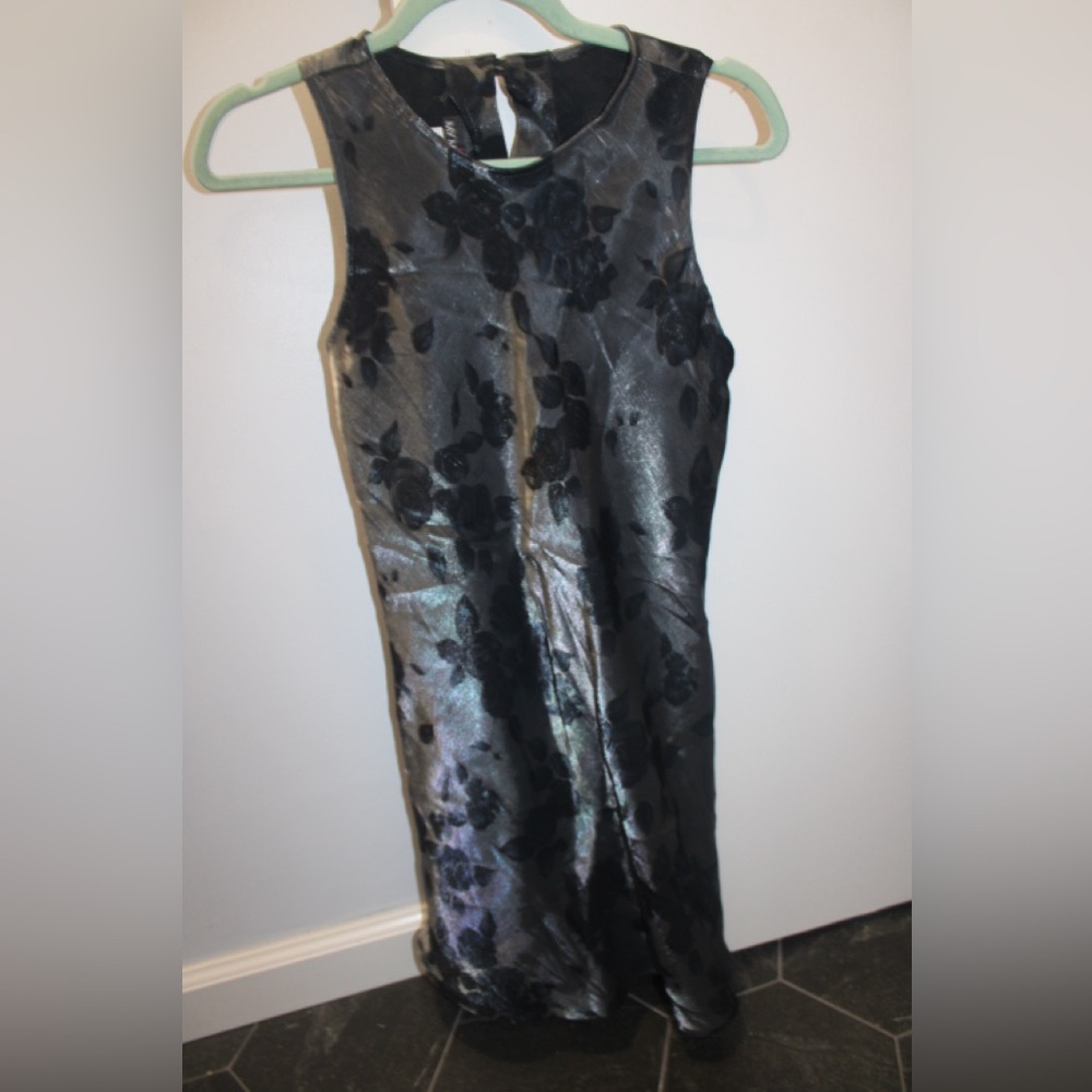 Vintage 90s My Michelle Black & Silver Floral Dress Size 7/8